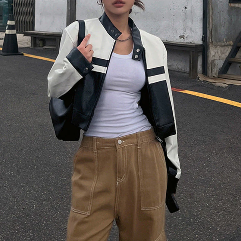 Cropped Pu Leather Jacket - Image 4