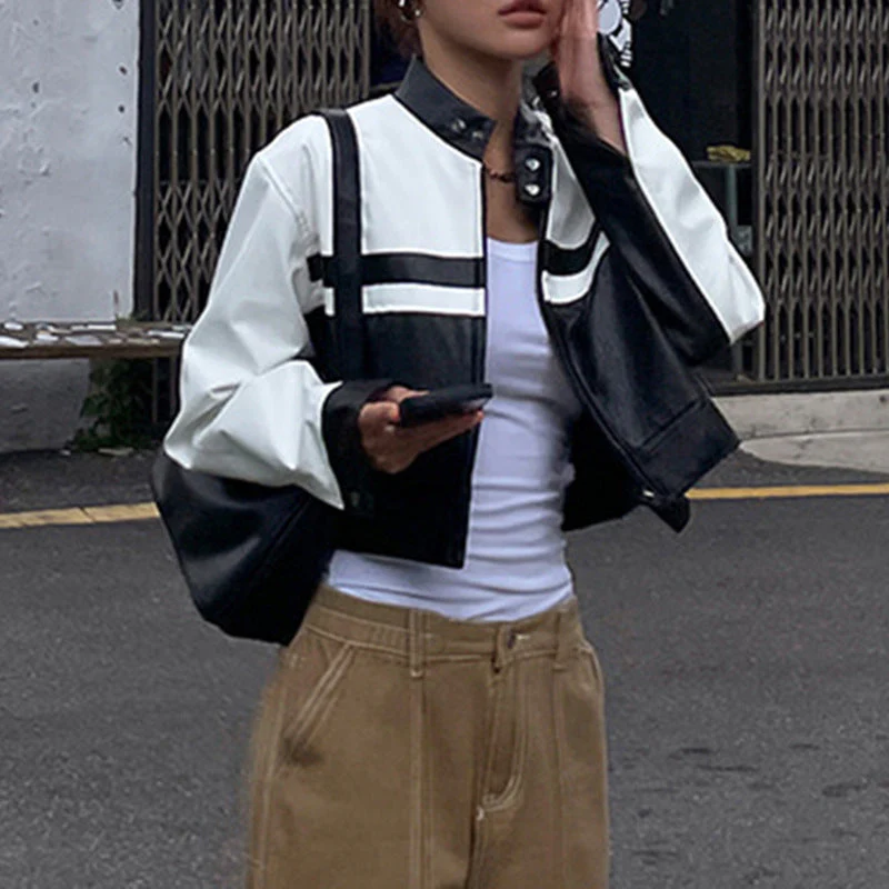 Cropped Pu Leather Jacket - Image 6