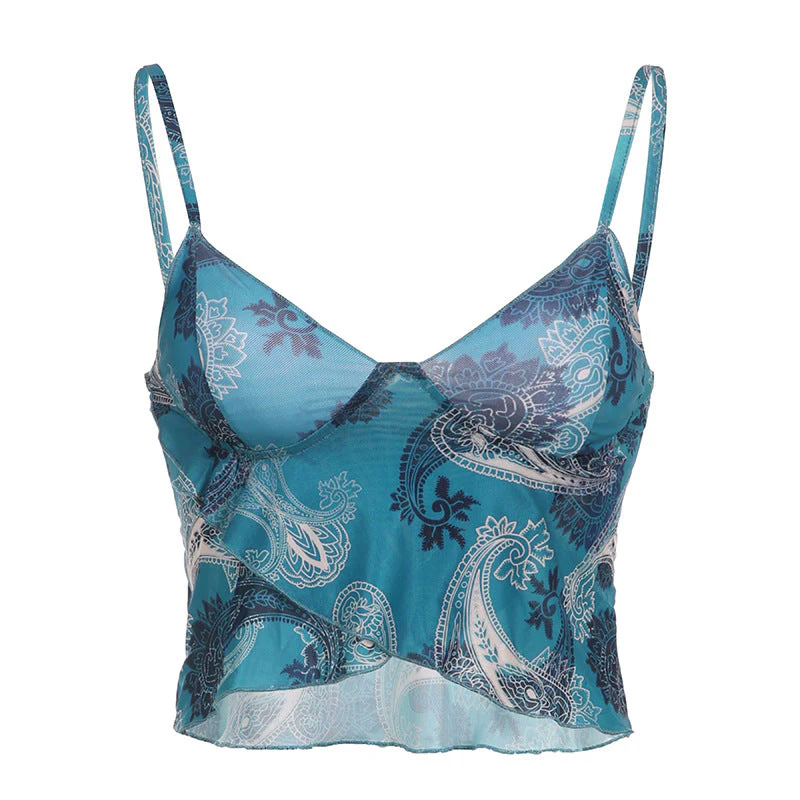 Cross Over Mesh Crop Cami Top - Image 7