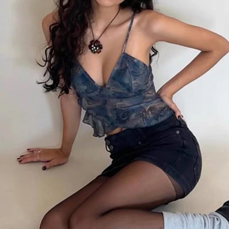 Cross Over Mesh Crop Cami Top - Image 9
