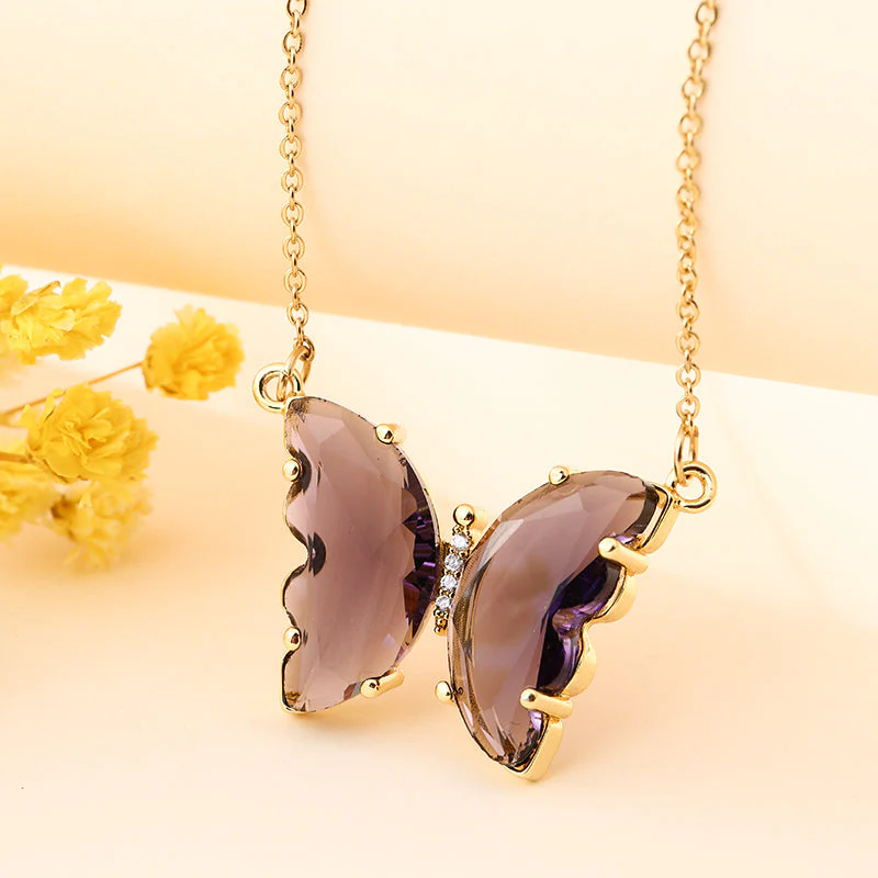 Crystal glass butterfly necklace - Image 2