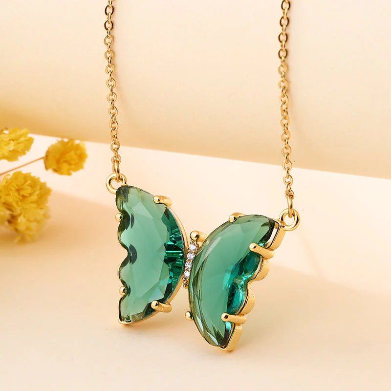 Crystal glass butterfly necklace - Image 4