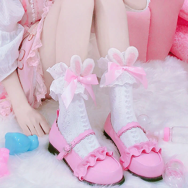 Cute Bow Bunny Ear Socks