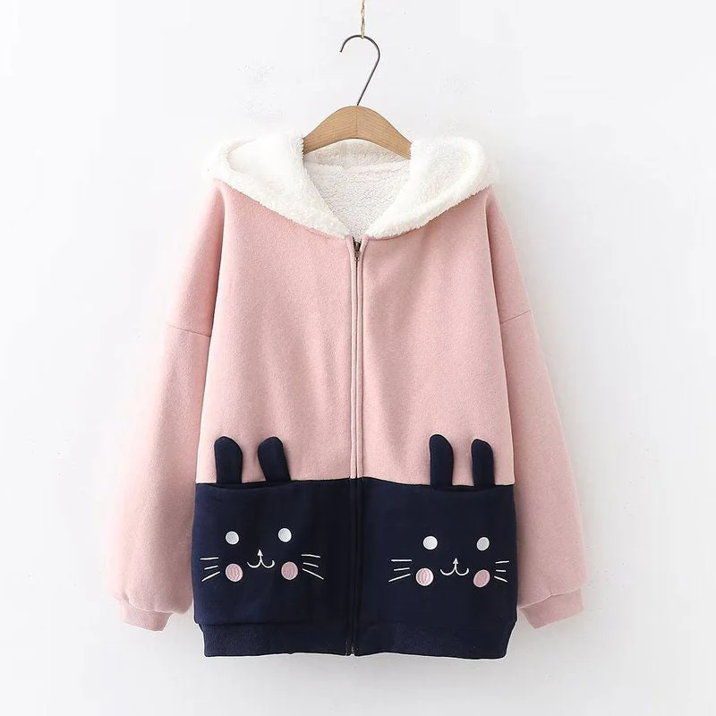 Cute Cat Hoodie Rabbit Coat - Image 3