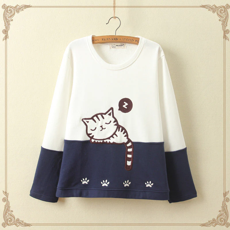 Cute Cat Fleece Pullover
