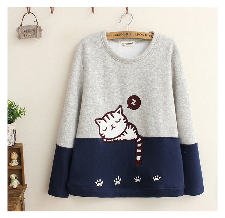 Cute Cat Fleece Pullover - Image 3
