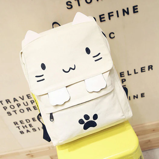 Cartoon Cat Canvas Backpack - Image 3