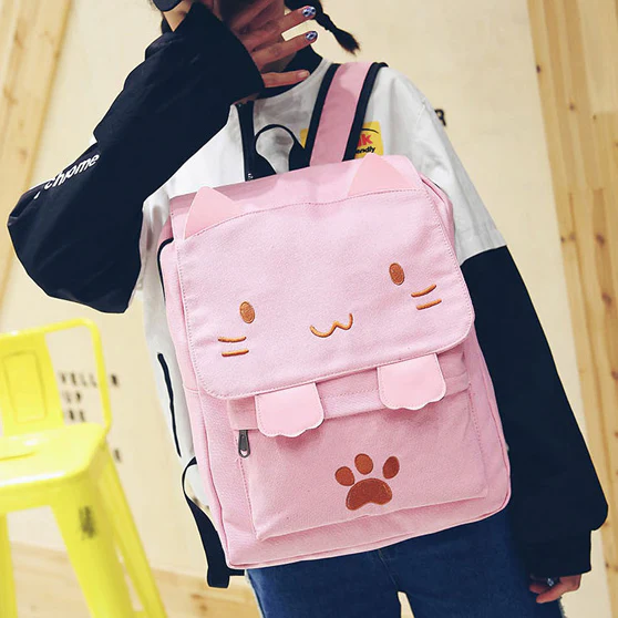 Cartoon Cat Canvas Backpack - Image 5