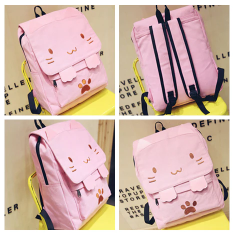 Cartoon Cat Canvas Backpack - Image 8