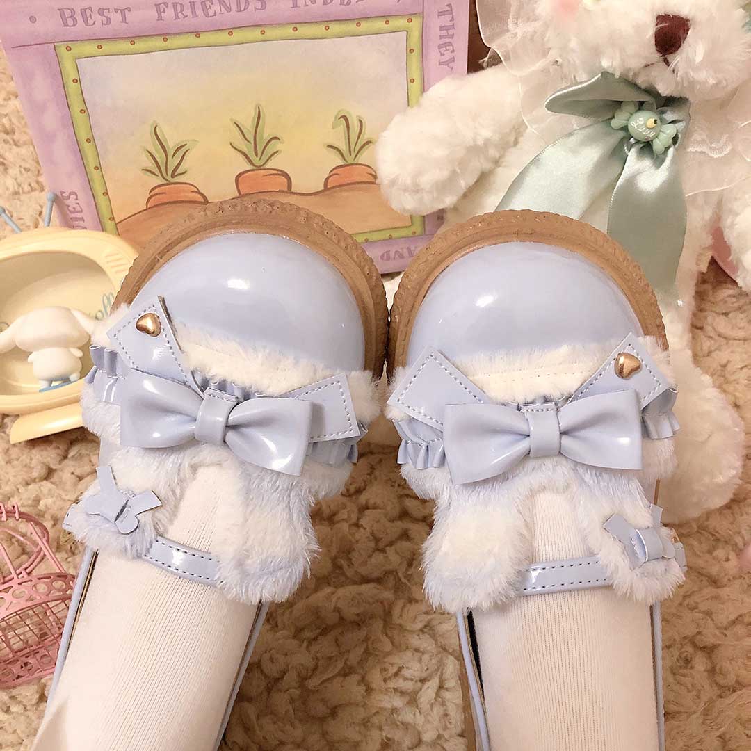 Cute Rabbit Bow Warm Shoes - Image 4