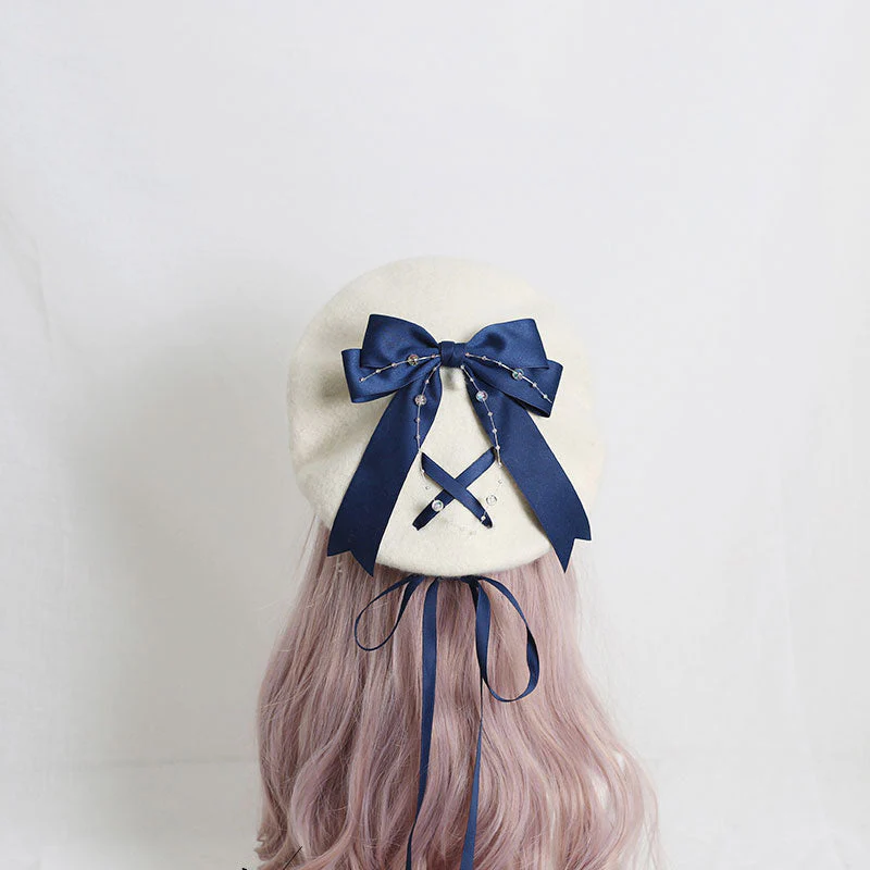 Cute Woolen Bow Beret - Image 12