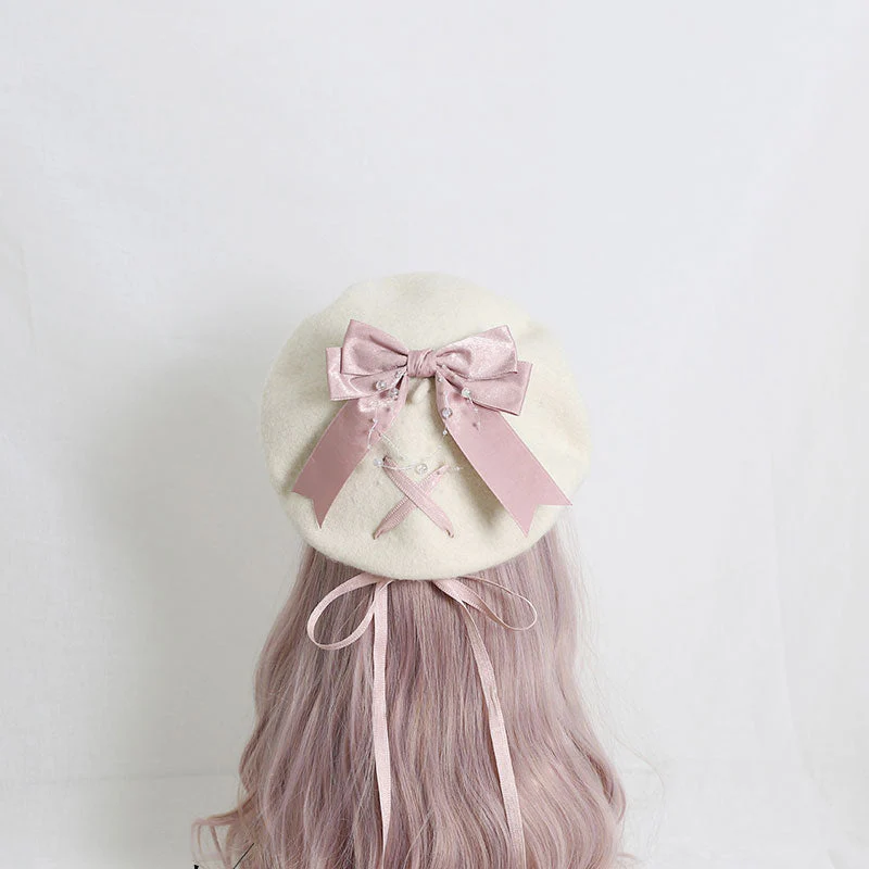 Cute Woolen Bow Beret - Image 15