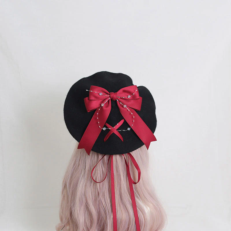 Cute Woolen Bow Beret - Image 2