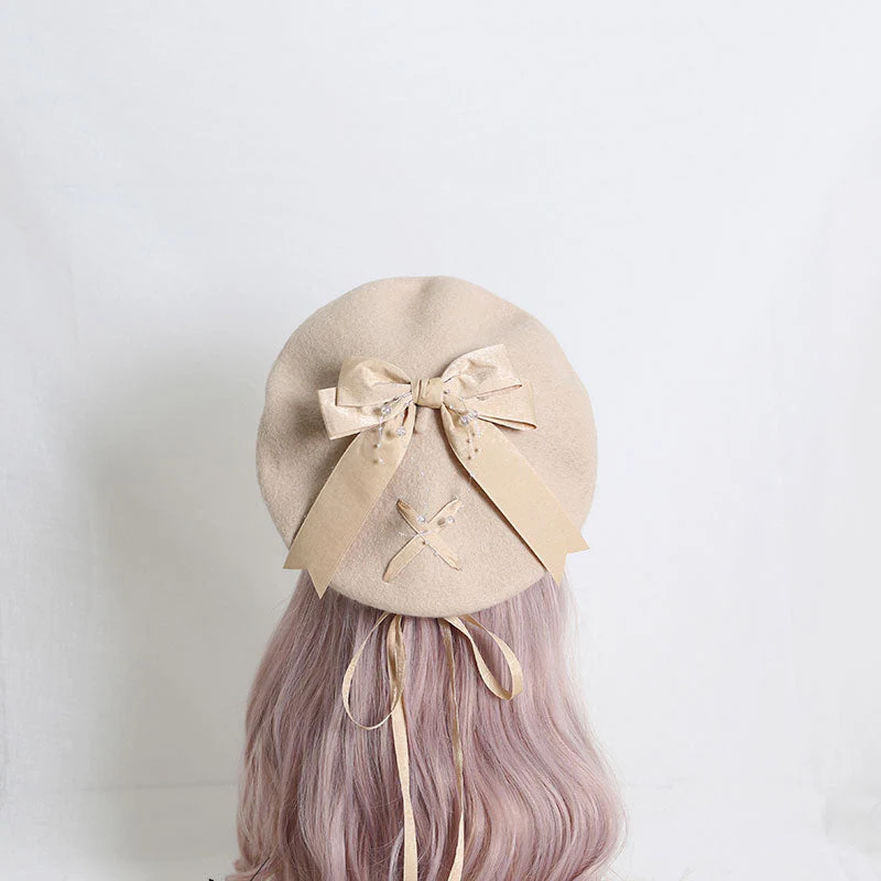 Cute Woolen Bow Beret - Image 4