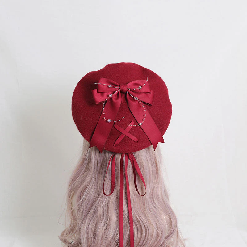 Cute Woolen Bow Beret - Image 9