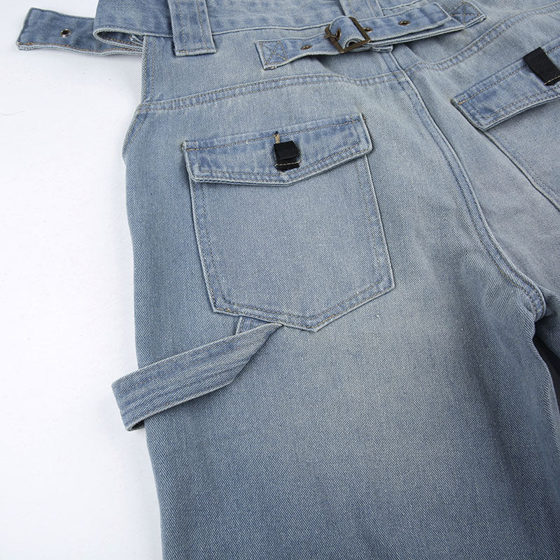 Cutout Belted Straight Leg Cargo Jeans - Image 10