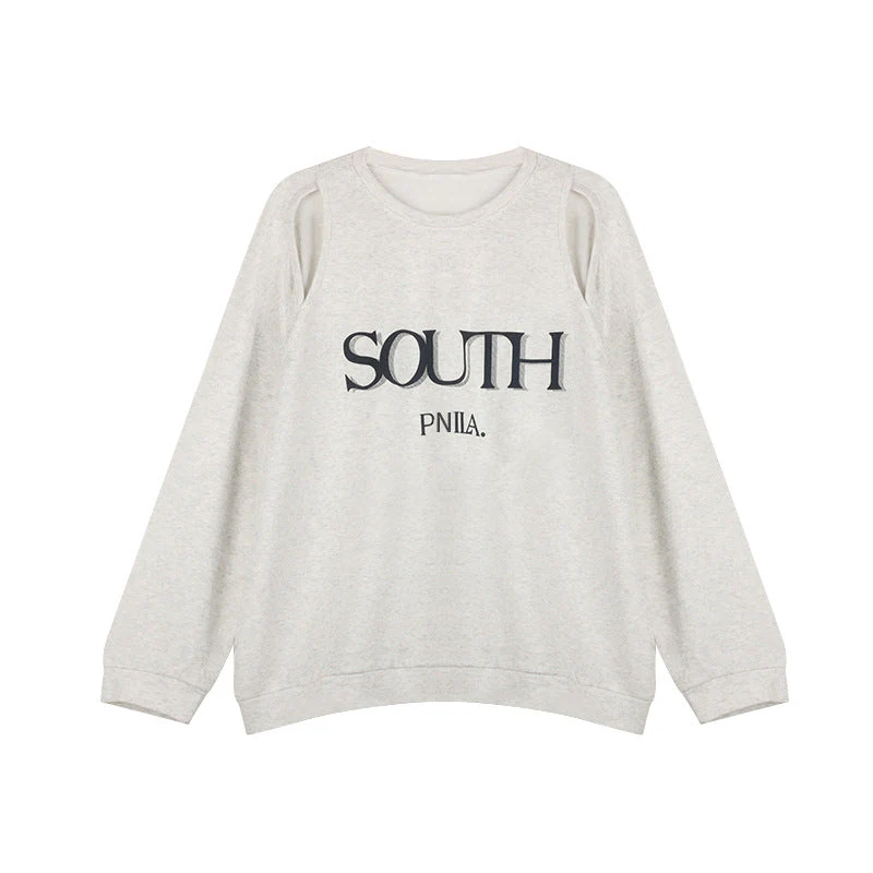 Cutout Letter Print Oversized Sweatshirts - Image 10