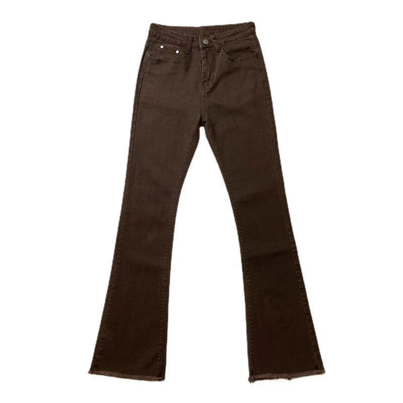 Dark Brown Skinny Flared Pants - Image 3