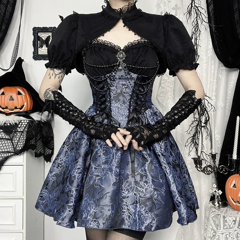Dark Style Two-Tone Suspender Dress - Image 3