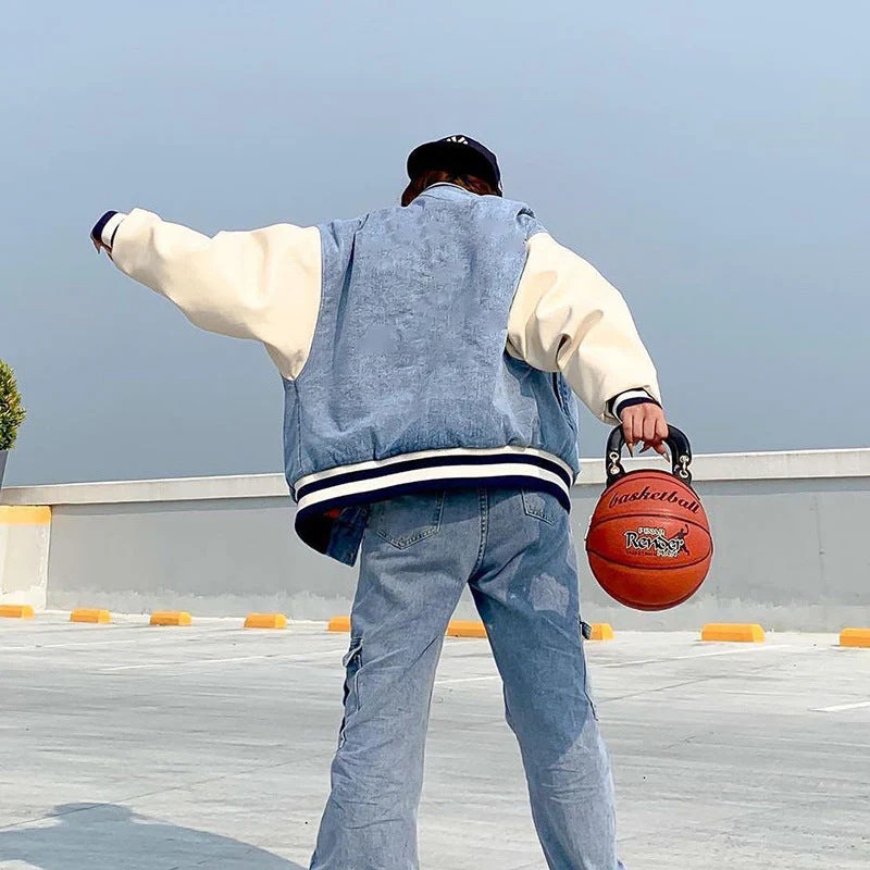 Denim Stitching Baseball Uniform Jacket - Image 5