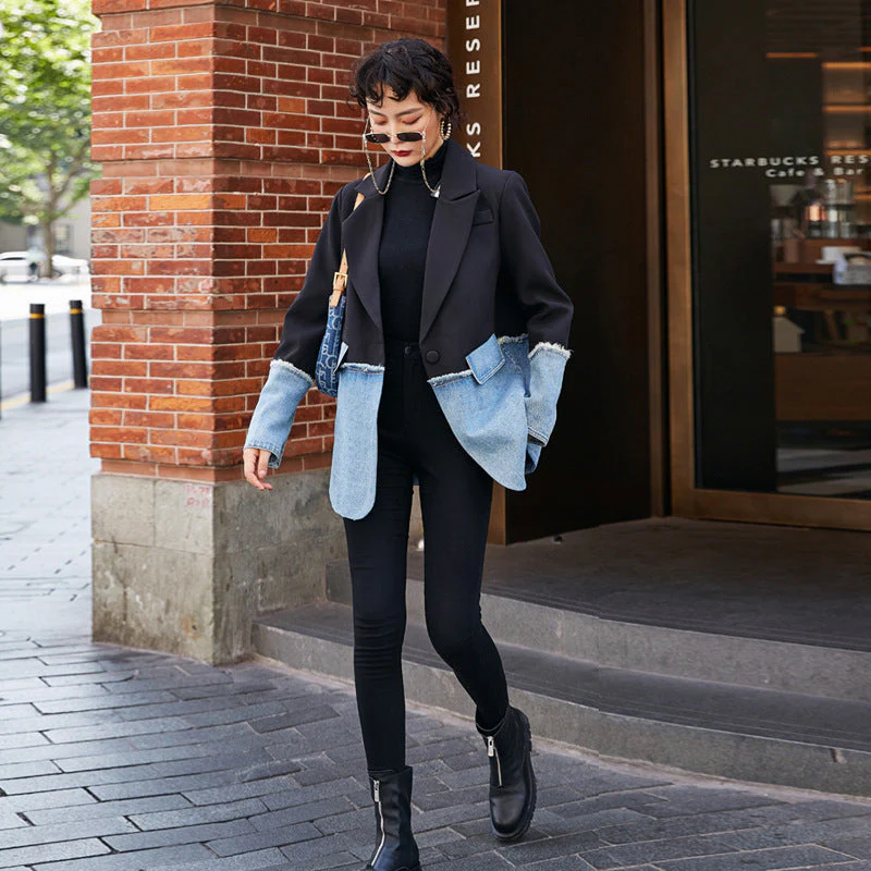 Denim Stitching Blazer - Image 3