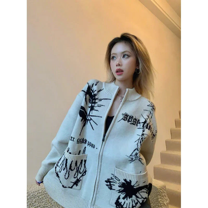 Different Print Big Pocket Knit Cardigan - Image 11