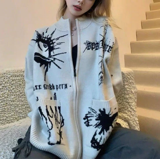 Different Print Big Pocket Knit Cardigan - Image 9
