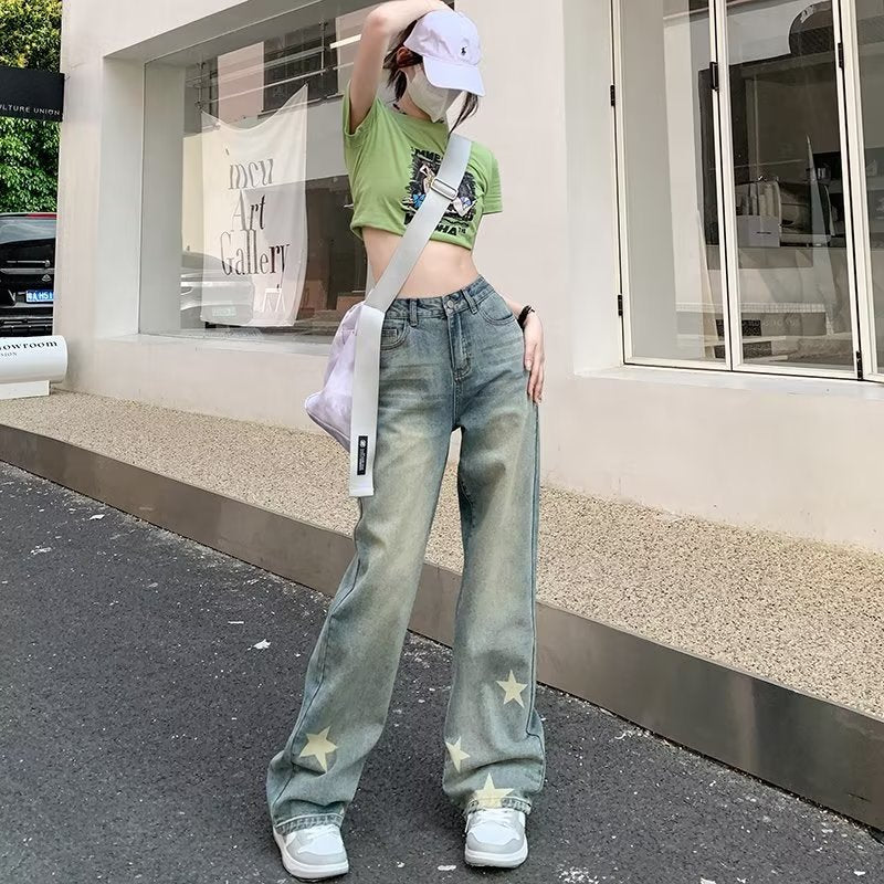 Distressed Star Print Wide-leg Jeans - Image 5