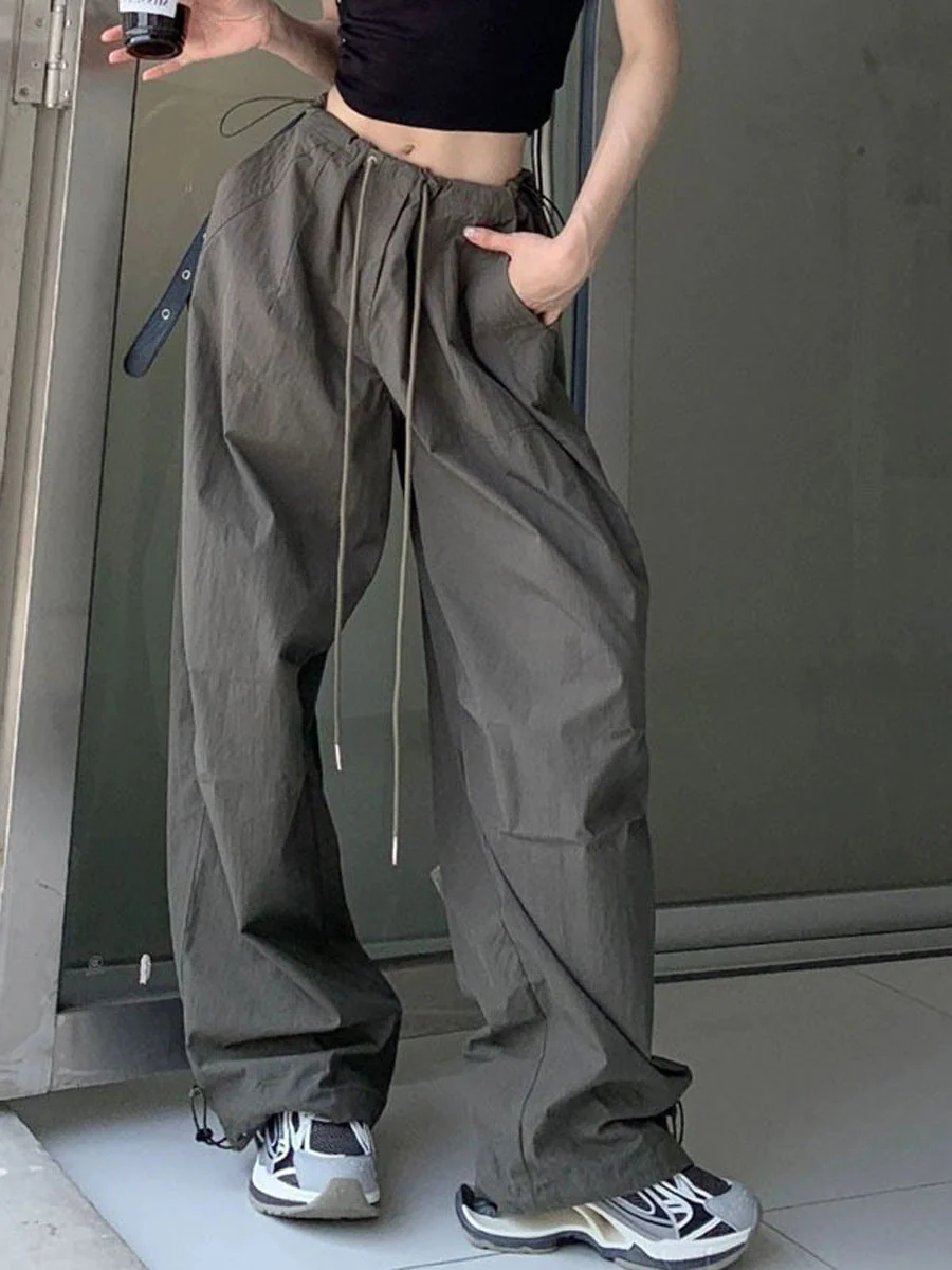 Drawstring Loose Cargo Wide Leg Pants - Image 2