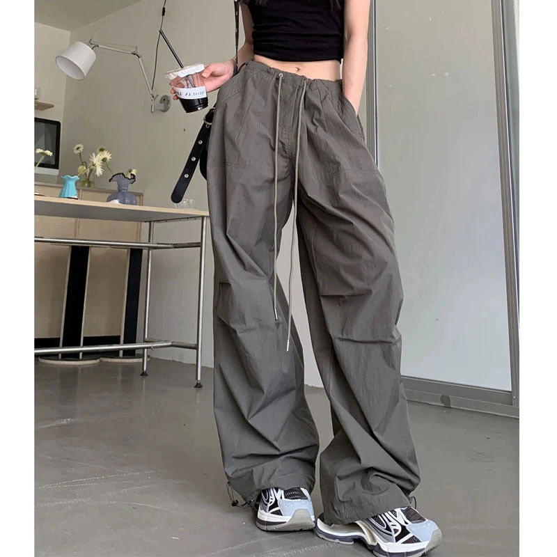Drawstring Loose Cargo Wide Leg Pants - Image 4