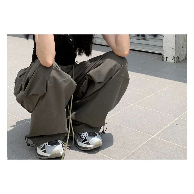 Drawstring Loose Cargo Wide Leg Pants - Image 5