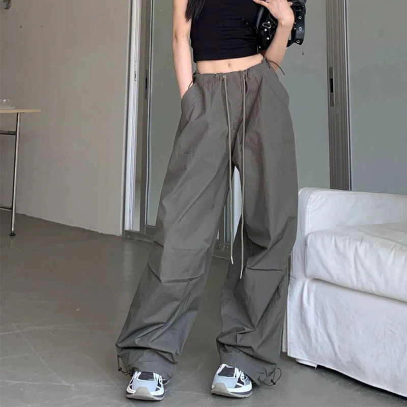 Drawstring Loose Cargo Wide Leg Pants - Image 7