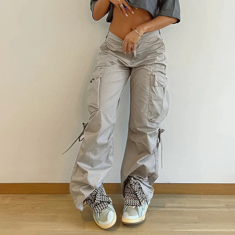 Drawstring Pocket Loose Cargo Pants - Image 4