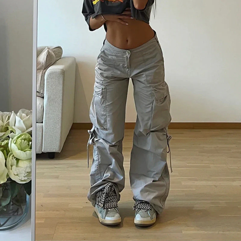 Drawstring Pocket Loose Cargo Pants - Image 7