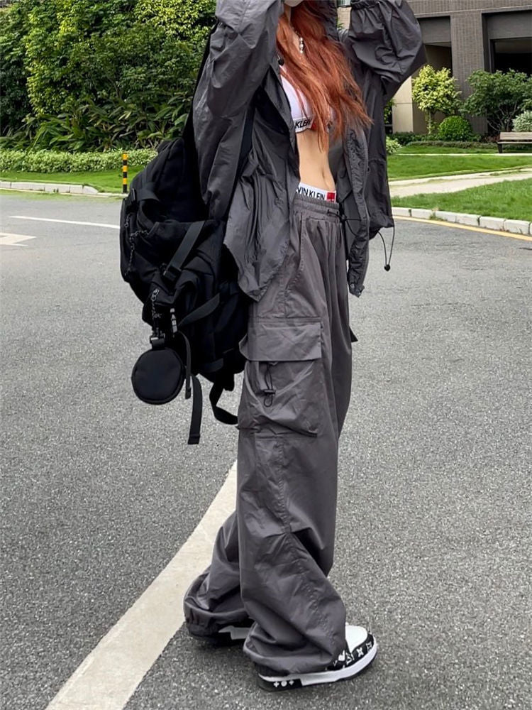 Drawstring Pocket Patch Size Friendly Parachute Cargo Pants - Image 5