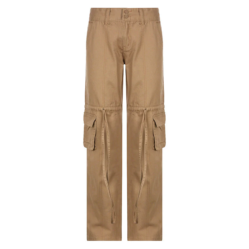 Drawstring Pocket Utility Washed Slim Straight Jeans - Image 3