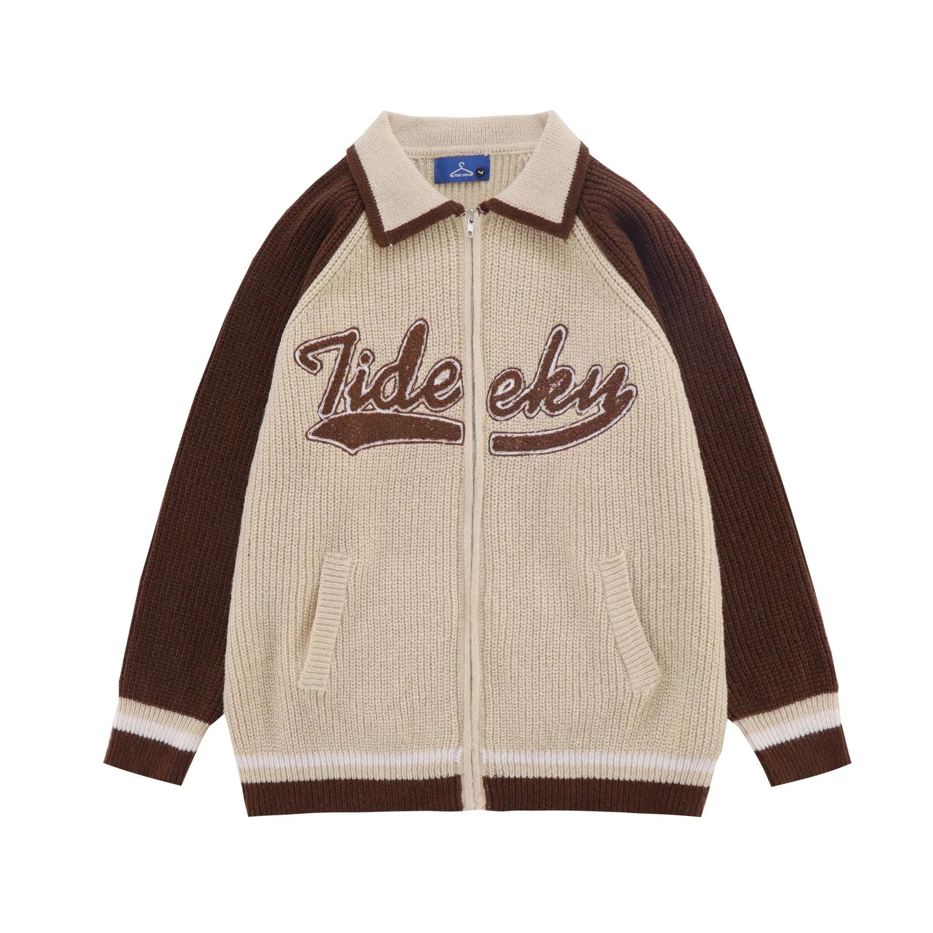 Emboidery Logo Zip Up Knit Cardigan - Image 4