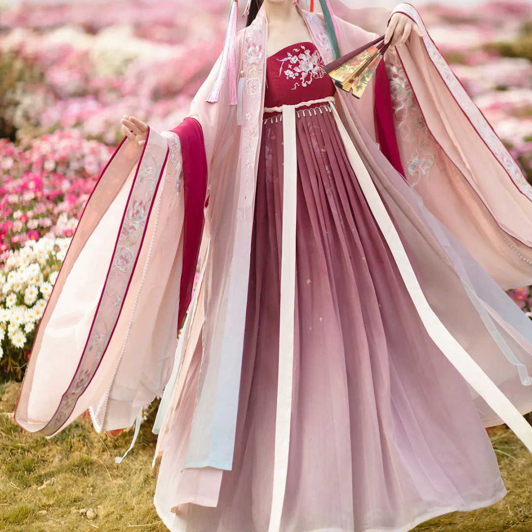 Embroidered Flower Hanfu Dress - Image 4