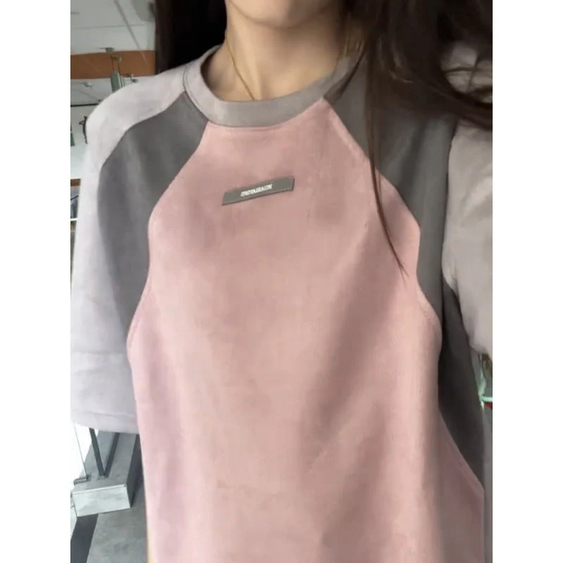 Embroidered Logo Patchwork Oversized Tee - Image 2