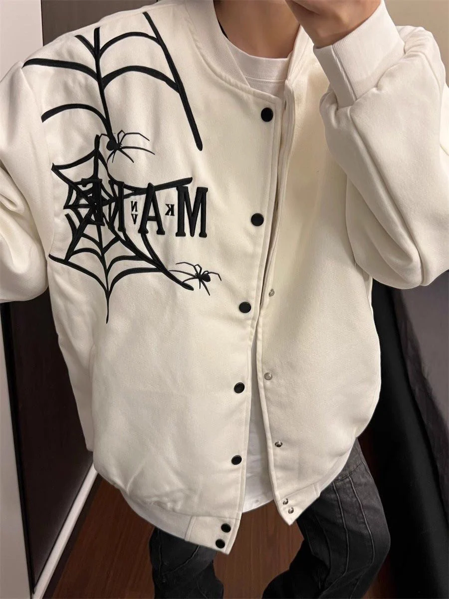 Embroidered Spider Web Oversized Jacket - Image 3