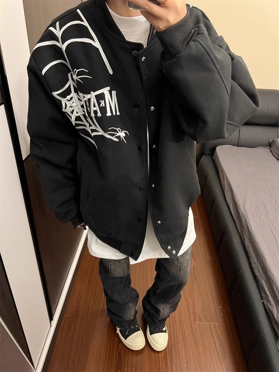 Embroidered Spider Web Oversized Jacket - Image 6