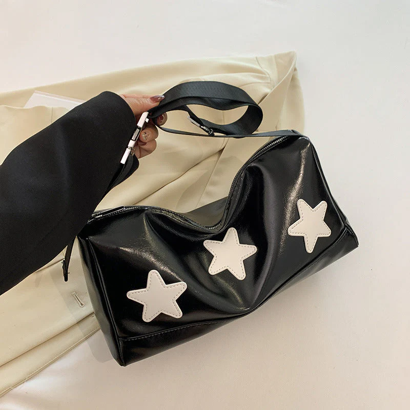 Embroidered Star Leather Crossbody Bag - Image 3