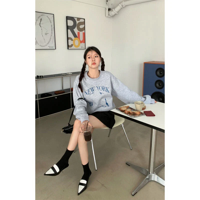Embroidered Star Pullover Oversized Sweatshirt - Image 4