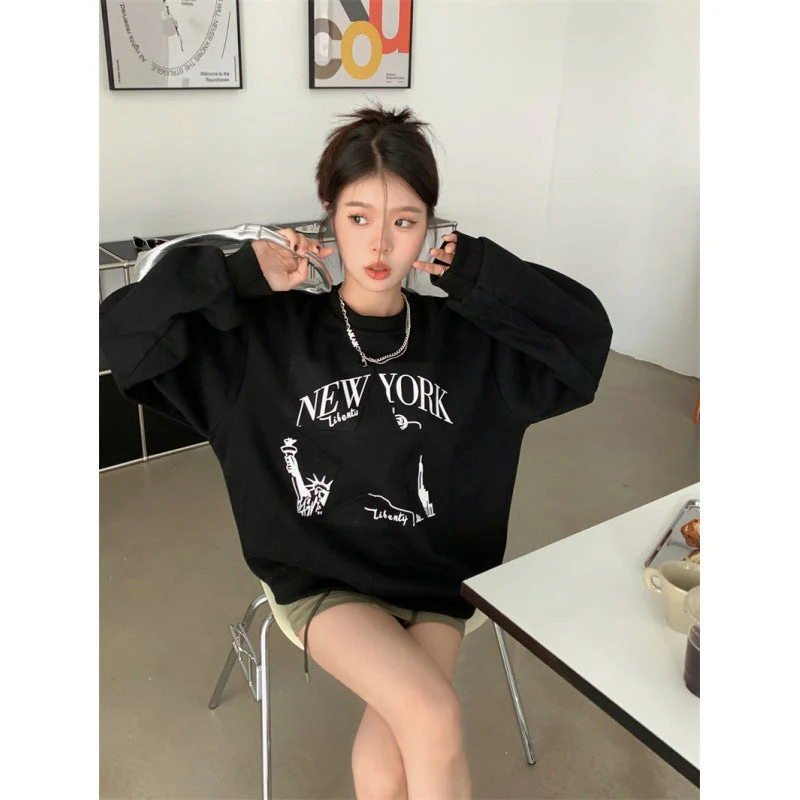 Embroidered Star Pullover Oversized Sweatshirt - Image 5