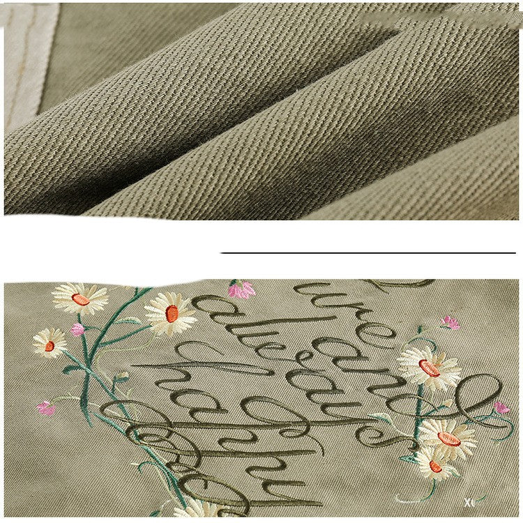 Embroidery Daisy Patchwork Oversized Jacket - Image 4