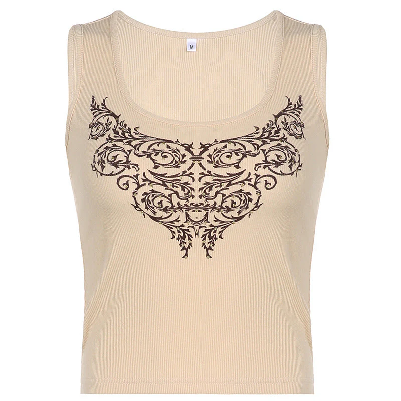 Embroidery Grunge Graphic Tank Top - Image 4