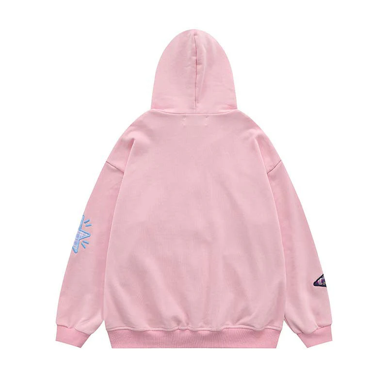 Embroidery Plaid Star Zip Up Hoodie - Image 8