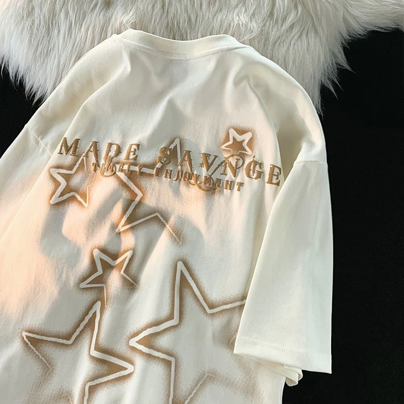 Embroidery Star Oversized Short Sleeve Tee - Image 4