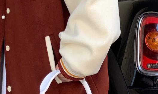Embroidery Varsity Hooded Jacket - Image 5