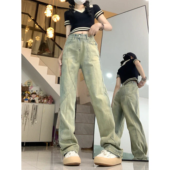Faded Wash Paneled Seam Jeans - Image 7